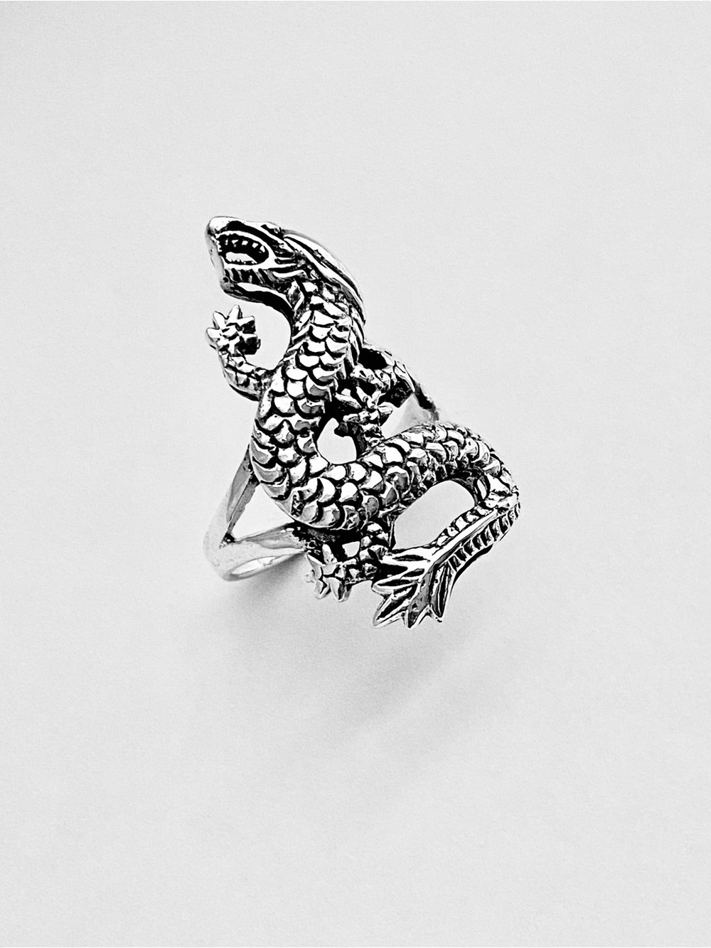 925 Sterling Silver Statement Unisex Dragon Ring, Spirit Animal Silver Rings